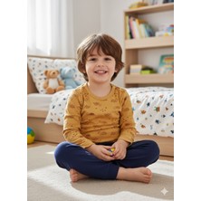 Şimo Butik Kız Erkek Çocuk Bebek Uzun Kollu Çıtçıtlı Body-Badi %100 Pamuk 1-2-3-4-5-6 Yaş Kaplumbağa Hardal