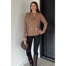 Gülseli Kalp Nakışlı Kadın Triko Hırka (S-M-L Uyumludur) P-00018884