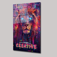 SteelArtDec Thınk Creatıve Aslan Illustratıon Art - Cam Tablo - DEG0250