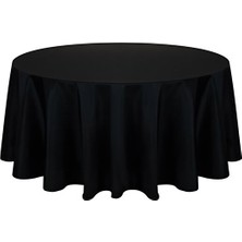 Metinev Duck Keten Yuvarlak Masa Örtüsü – Dayanıklı ve Dökümlü Kumaş Siyah