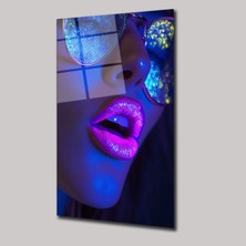 SteelArtDec Neon Detaylı Kadın Yüzü - Cam Tablo - DEG0088