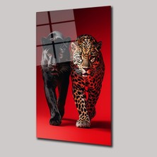SteelArtDec Panter ve Jaguar - Cam Tablo - DEG0235