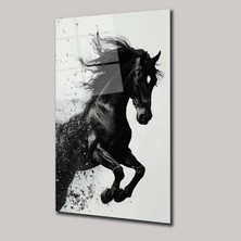 SteelArtDec Siyah At Asaleti - Cam Tablo - DEG0145