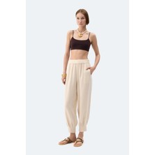 İkikız  Natürel Keten Slouchy Pantolon