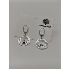 Cadde Dükkanı Çelik Sallantılı Yuvarlak Küpe Silver