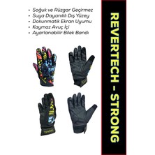 Motokit Revertech Strong Blue Skull / Su ve Rüzgar Geçirmez Kışlık Motosiklet Eldiveni