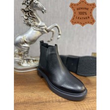 Ayakcity Erkek Hakiki Deri Eva Taban Ortopedik Günlük Bot - Siyah - 44