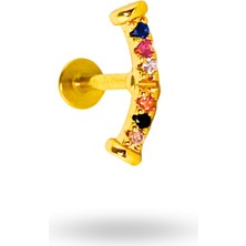 Ihlamur Cerrahi Çelik Renkli Taşlı Piercing