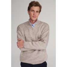 Çetinkaya Mentality 5292 Fermuarlı Dik Yaka 2/35 Akrilik Triko Vizonmelanj