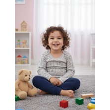 Şimo Butik Kız Erkek Çocuk Bebek Uzun Kollu Çıtçıtlı Body-Badi %100 Pamuk 3.5-4-5-6 Yaş Organik Ayı Kafa Haki