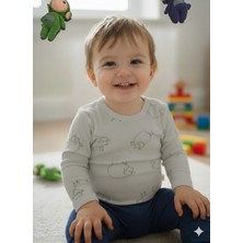 Şimo Butik Kız Erkek Çocuk Bebek Uzun Kollu Çıtçıtlı Body-Badi %100 Pamuk 3.5-4-5-6 Yaş Koyun Taş