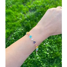 Nunu Takı Zirkon Renkli Taşlı Gema Bileklik