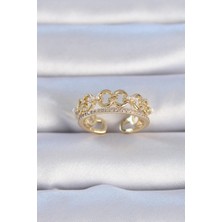 Claris Pirinç Gold Renk Zirkon Taşlı İnci Detay Kadın Yüzük