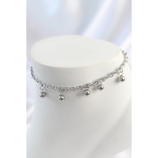 MCM Group 316L Çelik Gümüş Renk Sallantı Topçuk Zincir Model Kadın Halhal - Lisinya