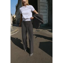 Açelya Okcu Premium Vento Orta Bel Wide Leg Dokuma Pantolon