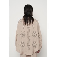 Orfeonegro Kadın Arkası ve Kolları Taş Boncuk-Taş Işlemeli Oversize Kimono