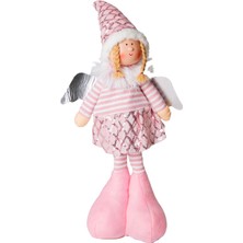 Herdekora Yılbaşı Süsü, Ayakta Kanatlı Peri Figürü, Şerit Kazaklı- Pembe Etekli