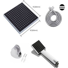 YMV Tepe Yağmurlama Duş Seti Robotu Tepe Başlığı Çelik Hortum Tutacaklı 4lü Banyo Set