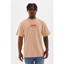 Rawea Fashion Unisex Baskılı Oversize T-Shirt - Bej