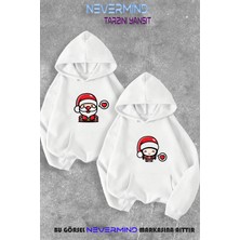 Nevermind Noel Baba ve Noel Kız Yılbaşı Özel Sevgili Kombini 2'li Kapüşonlu Sweatshirt Seti