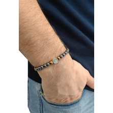 Chavin Lastikli Doğal Hematit Taşlı Erkek Bileklik EY46