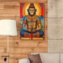 Gaagart Tekli Dikey Kanvas Tablo Renkli Sanatsal Hanuman Heykeli