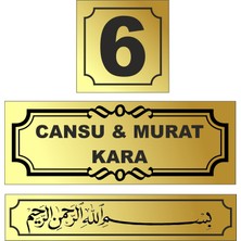Outdoor One Kişiye Özel Metal Kapı İsimliği ve Numara | Delmesiz Montaj | Kutulu BESMELE GOLD