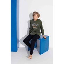 Gültekin Bebe Tarık 10-15 Yaş Erkek Çocuk Chıcago Baskılı Interlok Pijama Takımı 4120320 - Yeşil