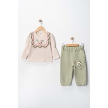 Gültekin Bebe Via Girls Ikili Çiçek Detaylı TAKIM-9778285 - Su Yeşili