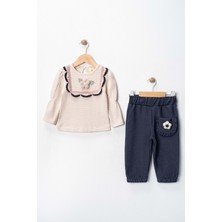Gültekin Bebe Via Girls Ikili Çiçek Detaylı TAKIM-9778285 - Lacivert