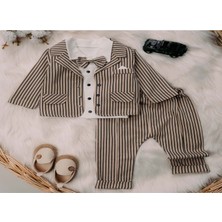Gültekin Bebe Mini Pakel 3-12 Aylık Erkek Ceketli Üçlü TAKIM-1363300 - Kahverengi