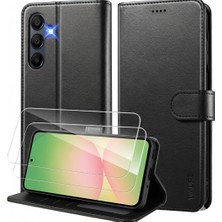 Kip GSM Samsung Galaxy A05 Uyumlu Ekran Koruyuculu Kılıf Kapaklı Kartlıklı Deri Görünümlü Standlı Kapak