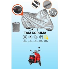 Dokaca Gri Arka Çanta Uyumlu Kanuni Pony 50 Uyumlu Motor Brandası, Koruyucu Örtü