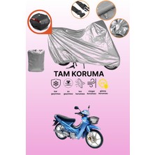 Dokaca Gri Arka Çanta Uyumlu Asya As 100-7 Turkcub Lüks Uyumlu Motor Brandası, Koruyucu Örtü