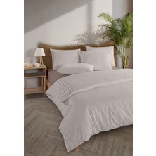 Monolisse Striped %100 Pamuk Ranforce Yezra Bej Ipliği Boyalı Nevresim Takımı Tek Kişilik - 160X220 cm
