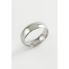 Gümüş Takıcım Alyans Lüks Çelik Yüzük 6 mm