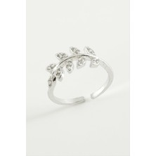 Gümüş Takıcım Yaprak Zirkon Taşlı Yüzük