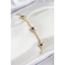 Claris Pirinç Zirkon Taşlı Yıldız Model Gold Renk Kadın Bileklik