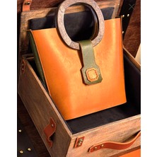 Raff House Woody Orange Deri Kadın Çantası