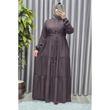 Elmas Tesettür Kadın Tesettür Giyim Büyük Beden Üç Katlı Elbise