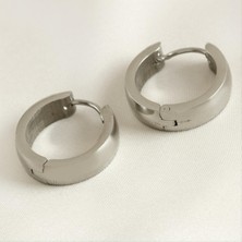 Gümüş Takıcım Halka Lüks Çelik Küpe 1,5 cm