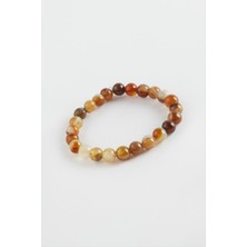 Gümüş Takıcım Çocuk Akik Doğaltaş Bileklik 6 mm