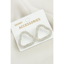 Gümüş Takıcım Oval Suyolu Taşlı Küpe