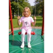 FRM Çocuk Pijama Takımı Kızlar Için Çiçekli Üst ve Çizgili Alt Kombinasyonu Kaliteli Şık Rahat