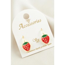 Gümüş Takıcım Çilek Mineli Klipsi Küpe