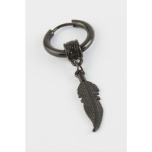 Gümüş Takıcım Yaprak Erkek Çelik Küpe