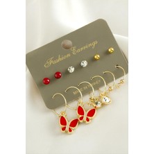 Gümüş Takıcım 12 Adet Kelebek Mineli Halka Küpe