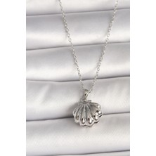 MCM Group 316L Çelik Gümüş Renk Zincir Açılır Incili Midye Model Kadın Kolye - Lisinya