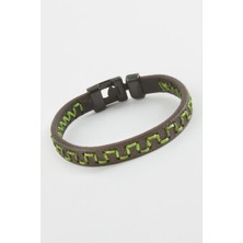 Gümüş Takıcım Labirent Kaliteli Suni Deri Bileklik