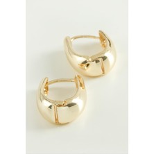 Gümüş Takıcım Oval Trend Metal Küpe